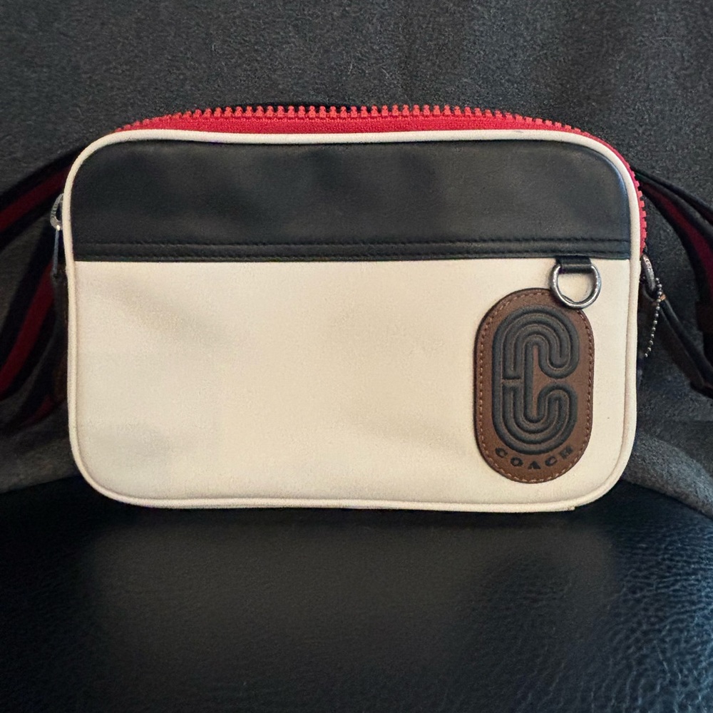 Red and White Coach purse